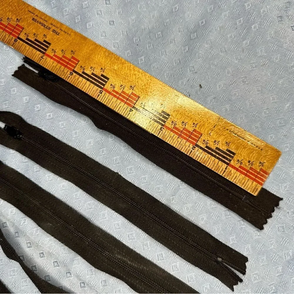Vintage 60s Selection of 12 unused black zips mostly 7”